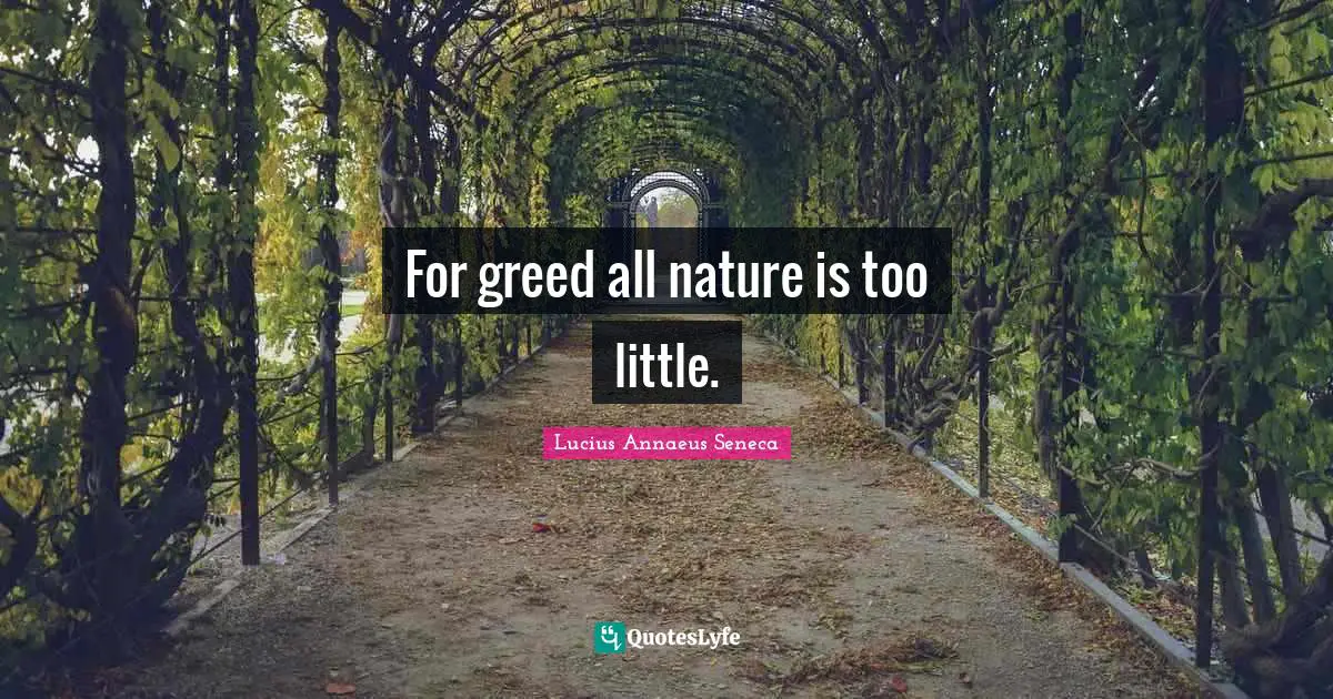 Lucius Annaeus Seneca Quotes: "For greed all nature is too little."