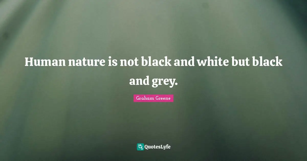 Human nature is not black and white but black and grey.