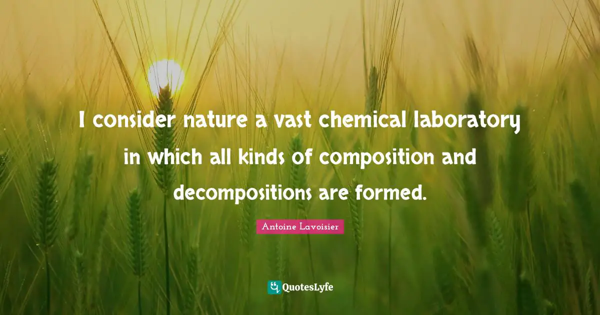 Laboratory Quotes: "I consider nature a vast chemical laboratory in which all kinds of composition and decompositions are formed."