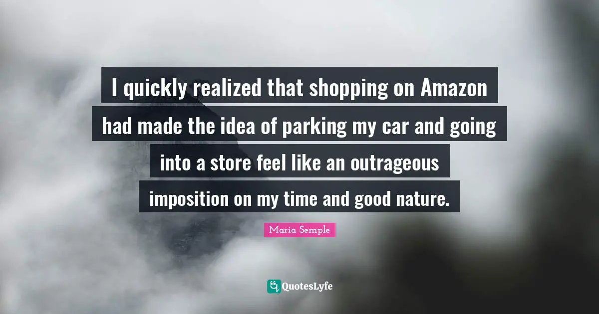 I quickly realized that shopping on Amazon had made the idea of parking my car and going into a store feel like an outrageous imposition on my time and good nature.