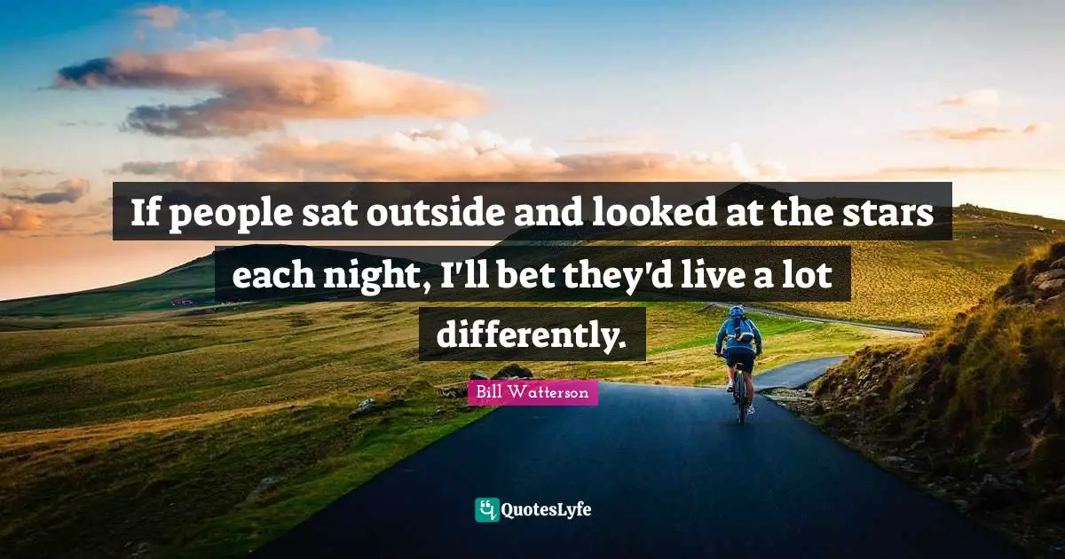 If people sat outside and looked at the stars each night, I'll bet they'd live a lot differently.