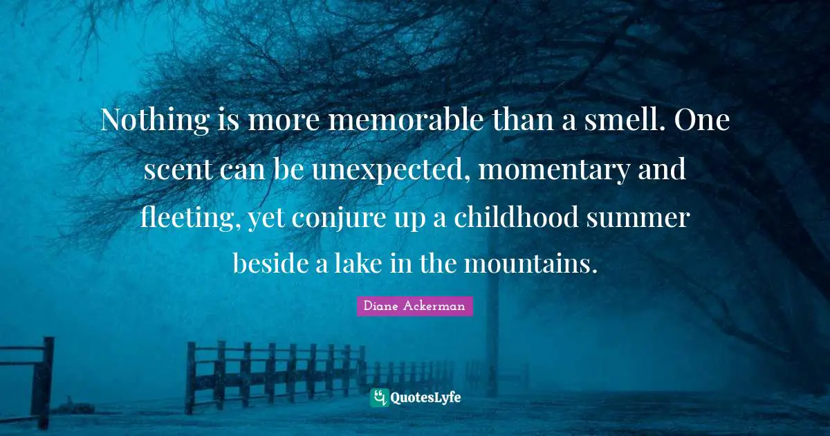 Nothing is more memorable than a smell. One scent can be unexpected, momentary and fleeting, yet conjure up a childhood summer beside a lake in the mountains.