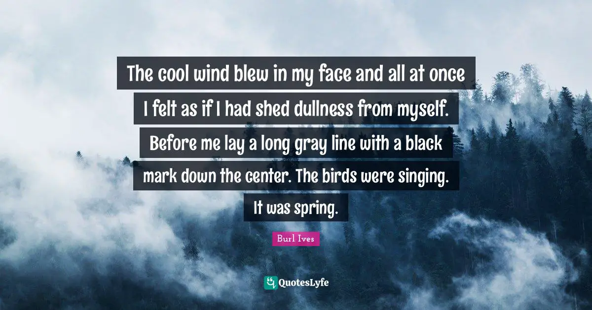The cool wind blew in my face and all at once I felt as if I had shed dullness from myself. Before me lay a long gray line with a black mark down the center. The birds were singing. It was spring.