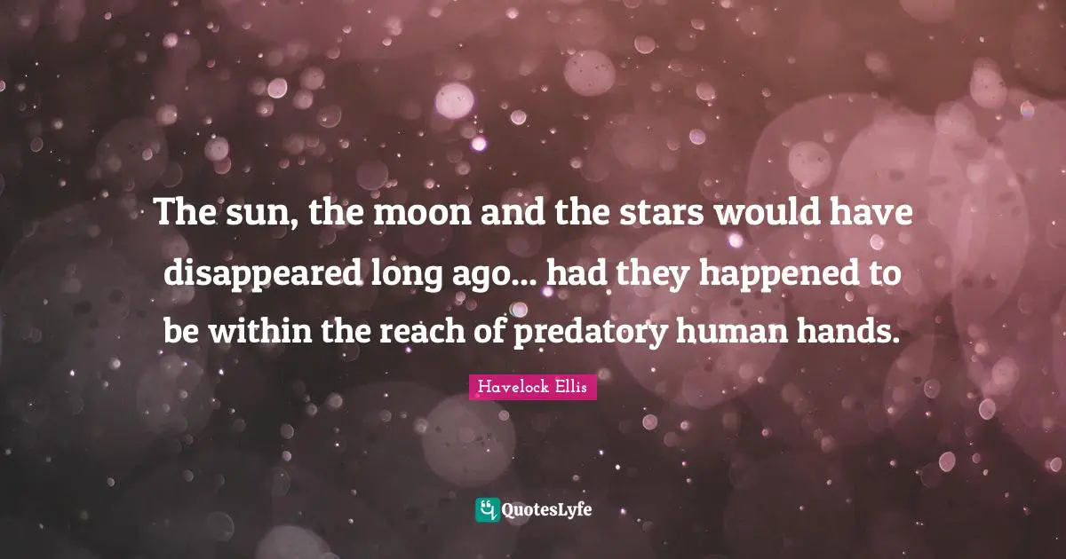 The sun, the moon and the stars would have disappeared long ago... had they happened to be within the reach of predatory human hands.