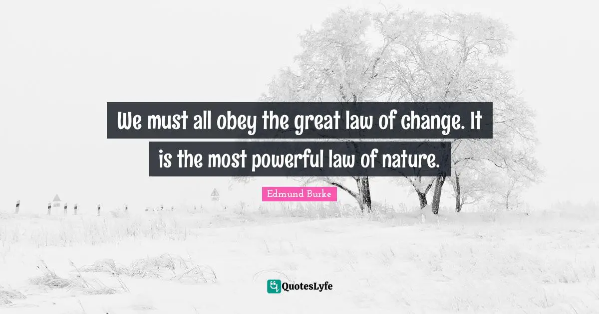Edmund Burke Quotes: "We must all obey the great law of change. It is the most powerful law of nature."