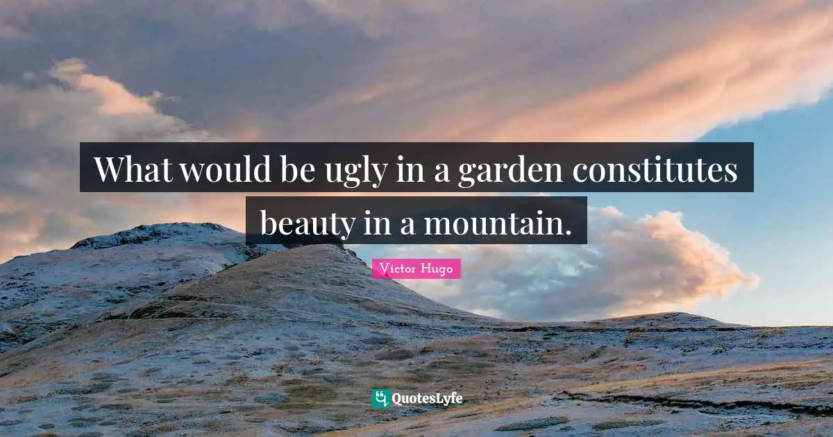 What would be ugly in a garden constitutes beauty in a mountain.