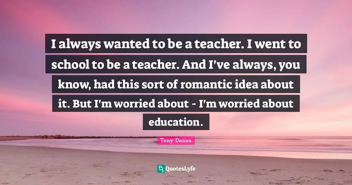 I always wanted to be a teacher. I went to school to be a teacher. And I've always, you know, had this sort of romantic idea about it. But I'm worried about - I'm worried about education.