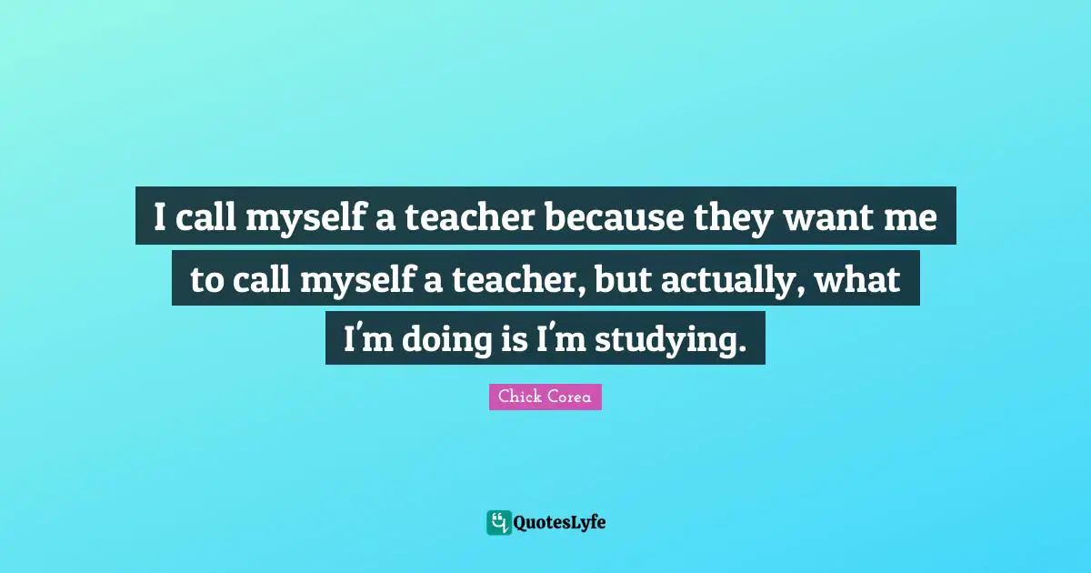 I call myself a teacher because they want me to call myself a teacher, but actually, what I'm doing is I'm studying.