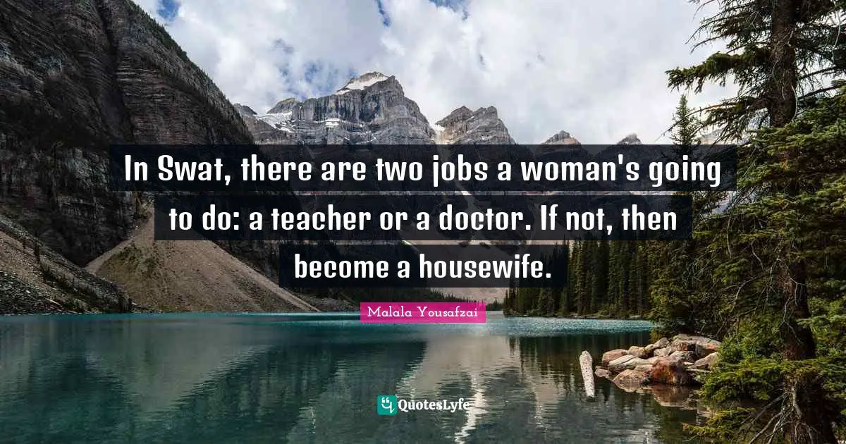 In Swat, there are two jobs a woman's going to do: a teacher or a doctor. If not, then become a housewife.