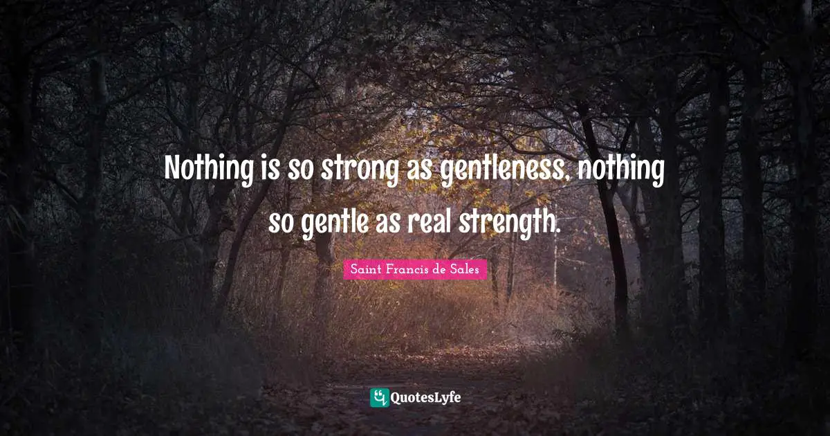 Saint Francis de Sales Quotes: Nothing is so strong as gentleness, nothing so gentle as real strength.