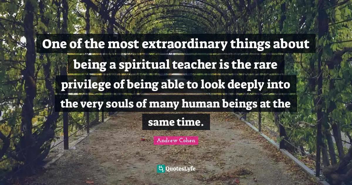 One of the most extraordinary things about being a spiritual teacher is the rare privilege of being able to look deeply into the very souls of many human beings at the same time.