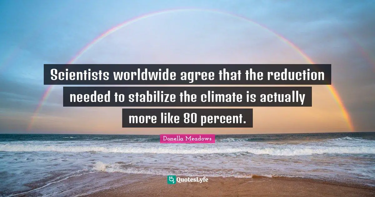 Scientists worldwide agree that the reduction needed to stabilize the climate is actually more like 80 percent.