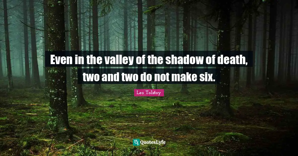 Even in the valley of the shadow of death, two and two do not make six.