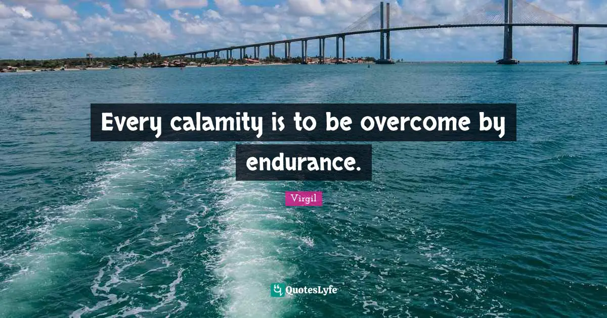 Every calamity is to be overcome by endurance.