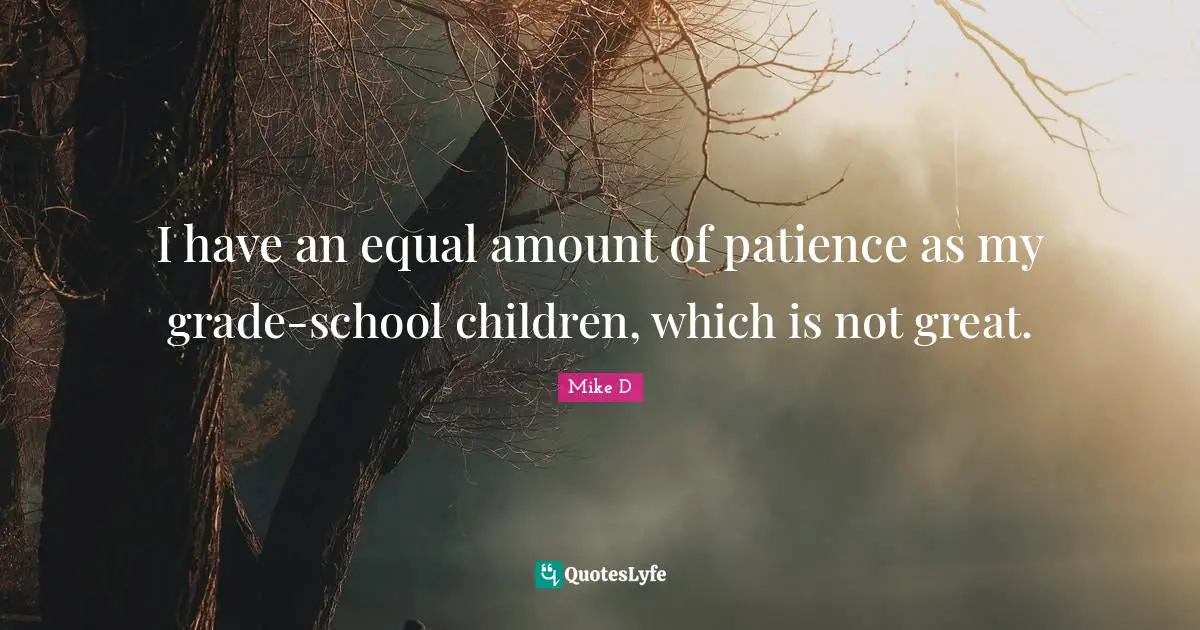 I have an equal amount of patience as my grade-school children, which is not great.