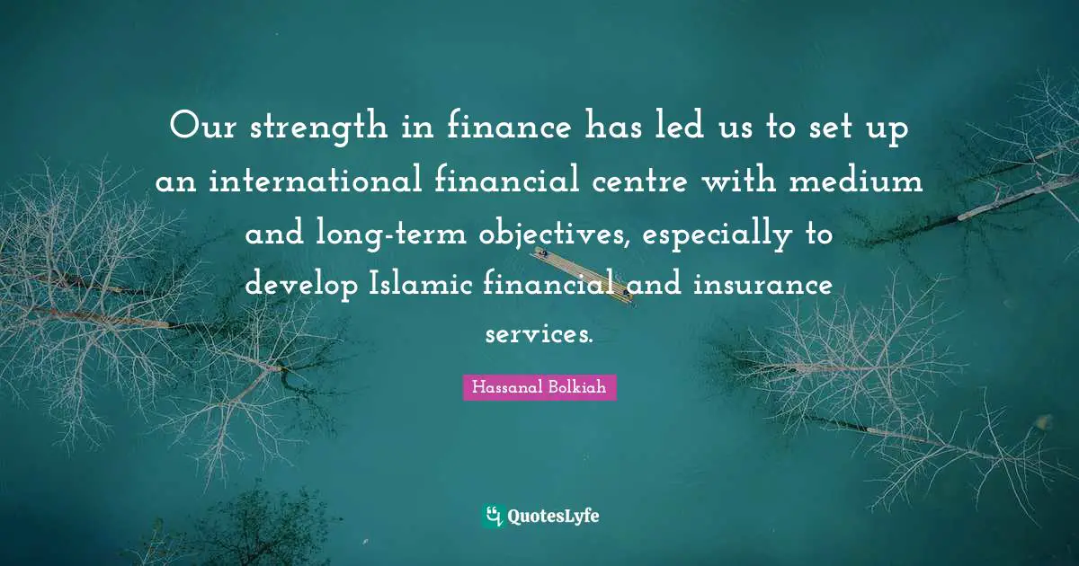Our strength in finance has led us to set up an international financial centre with medium and long-term objectives, especially to develop Islamic financial and insurance services.