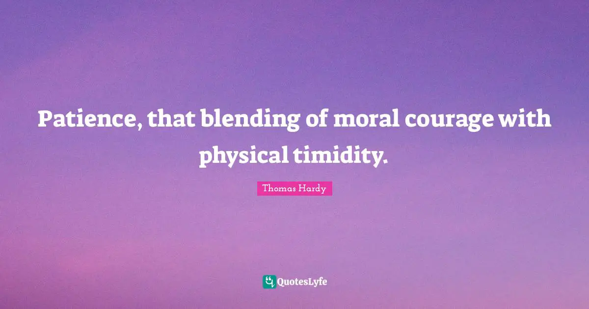 Patience, that blending of moral courage with physical timidity.
