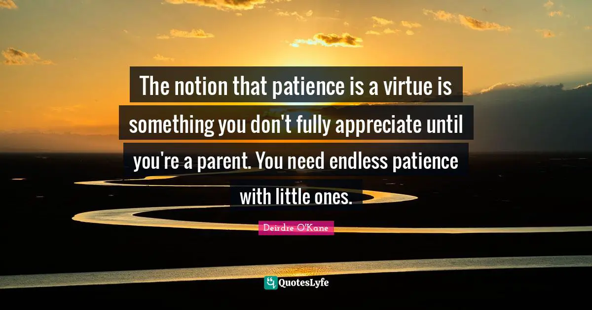 The notion that patience is a virtue is something you don't fully appreciate until you're a parent. You need endless patience with little ones.