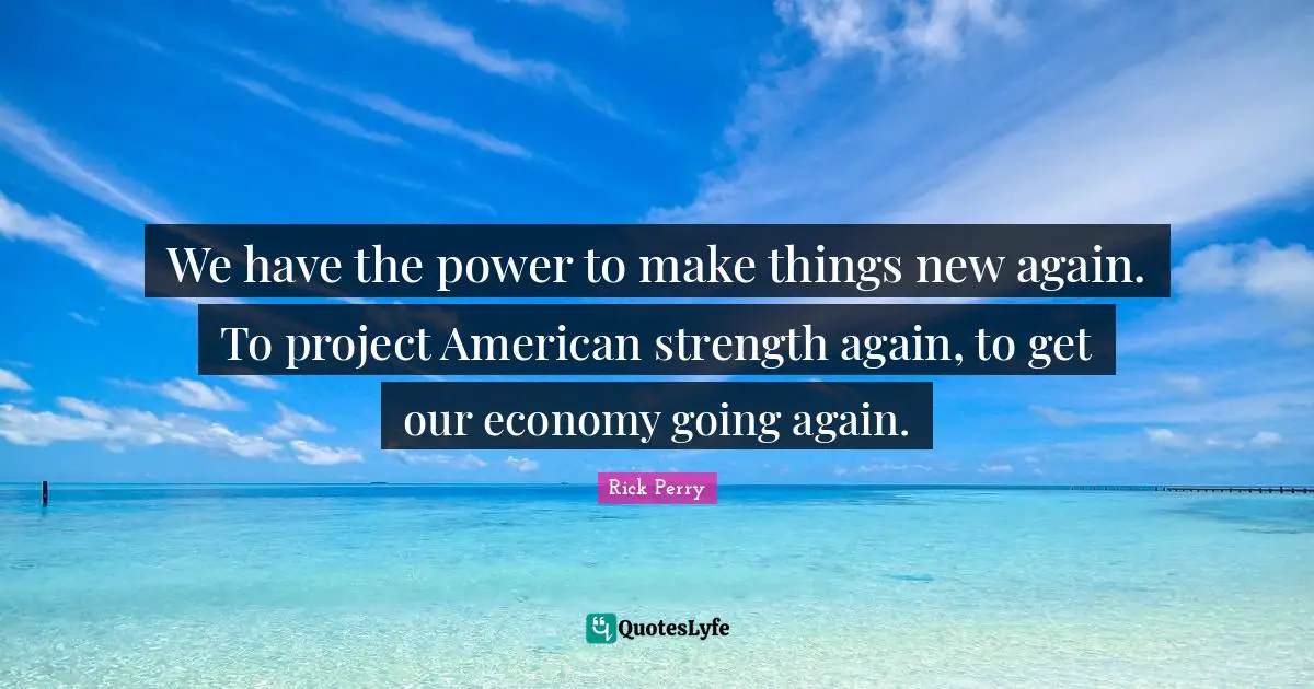 We have the power to make things new again. To project American strength again, to get our economy going again.