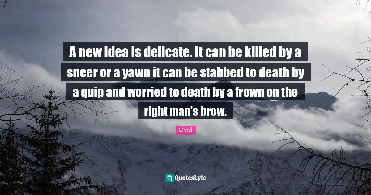 New Idea Quotes: "A new idea is delicate. It can be killed by a sneer or a yawn it can be stabbed to death by a quip and worried to death by a frown on the right man's brow."
