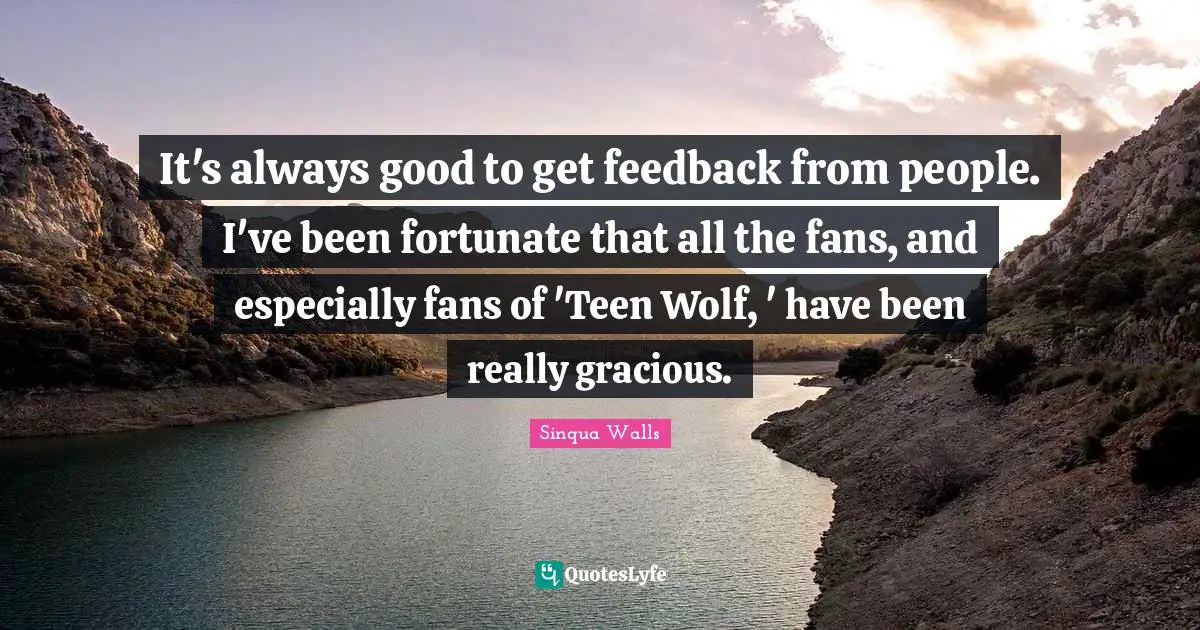 It's always good to get feedback from people. I've been fortunate that all the fans, and especially fans of 'Teen Wolf, ' have been really gracious.