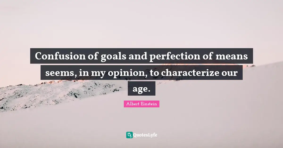 Confusion of goals and perfection of means seems, in my opinion, to characterize our age.