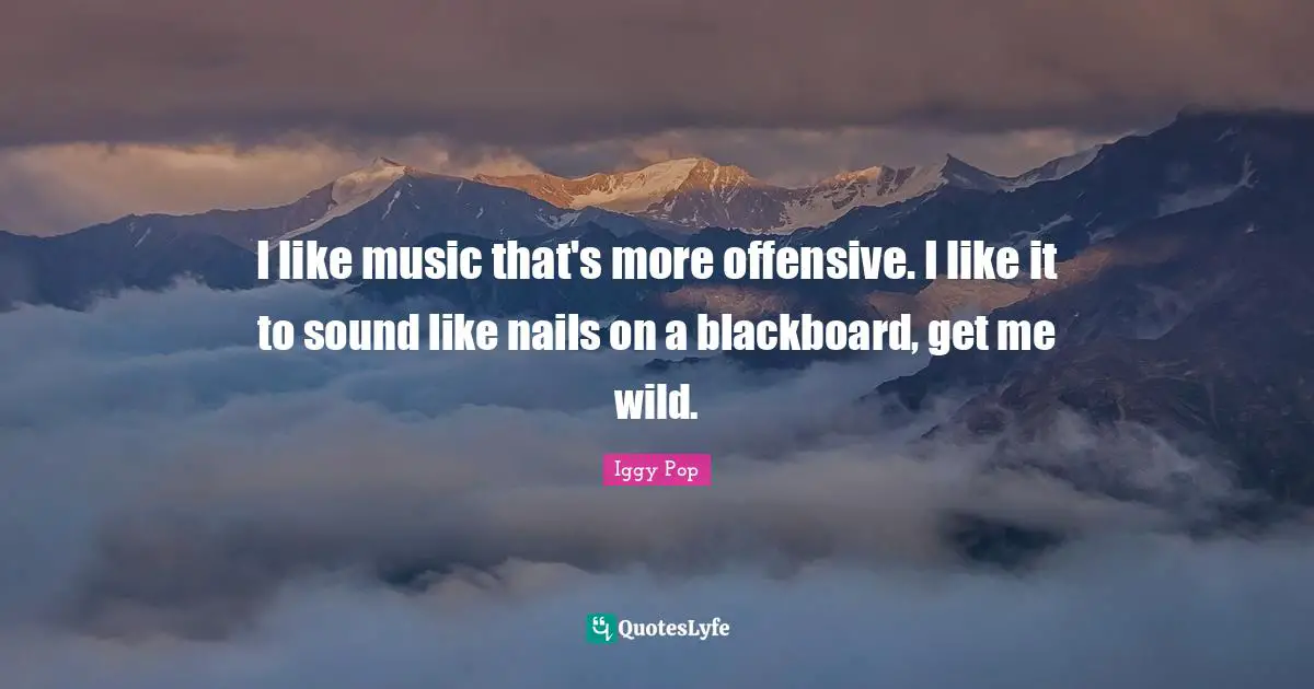 Iggy Pop Quotes: "I like music that's more offensive. I like it to sound like nails on a blackboard, get me wild."
