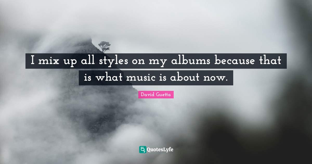David Guetta Quotes: "I mix up all styles on my albums because that is what music is about now."