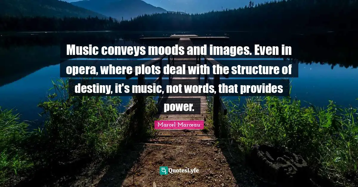 Music conveys moods and images. Even in opera, where plots deal with the structure of destiny, it's music, not words, that provides power.