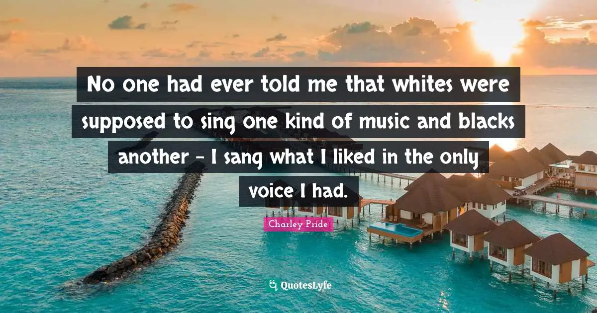 No one had ever told me that whites were supposed to sing one kind of music and blacks another - I sang what I liked in the only voice I had.