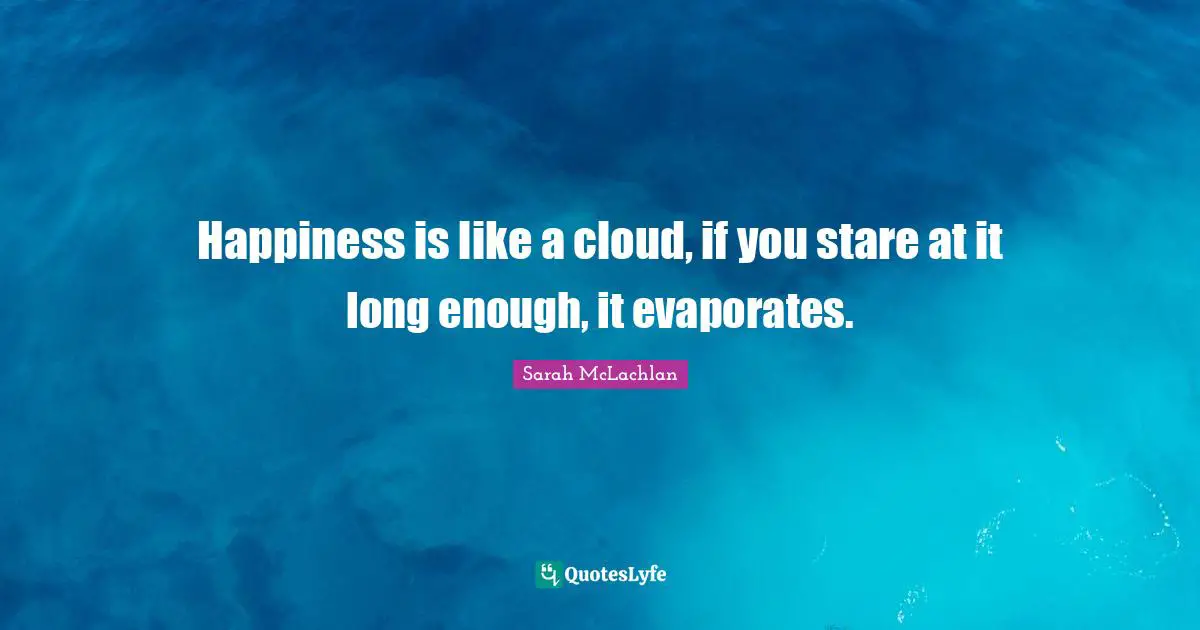 Happiness is like a cloud, if you stare at it long enough, it evaporates.