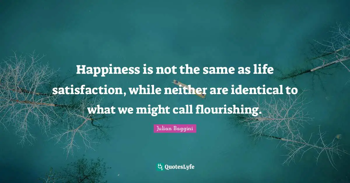 Happiness is not the same as life satisfaction, while neither are identical to what we might call flourishing.