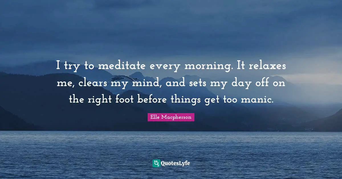 I try to meditate every morning. It relaxes me, clears my mind, and sets my day off on the right foot before things get too manic.