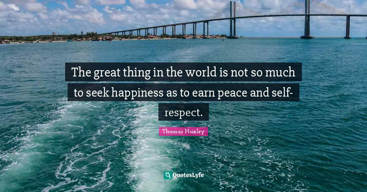 The great thing in the world is not so much to seek happiness as to earn peace and self-respect.