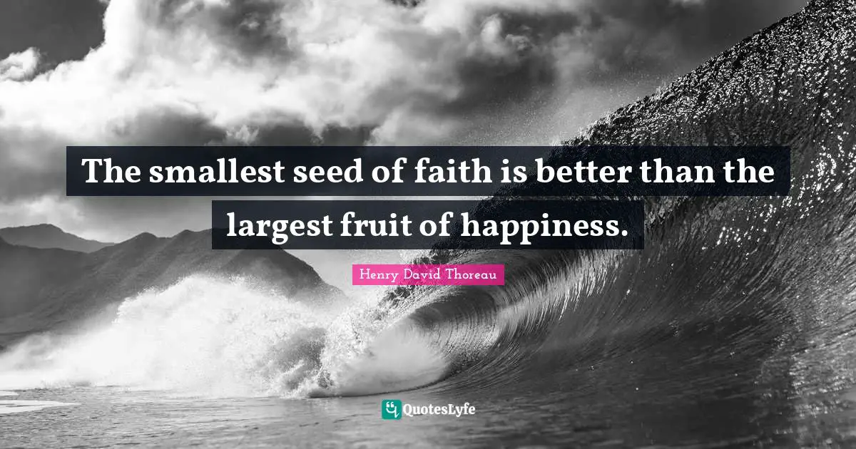 The smallest seed of faith is better than the largest fruit of happiness.