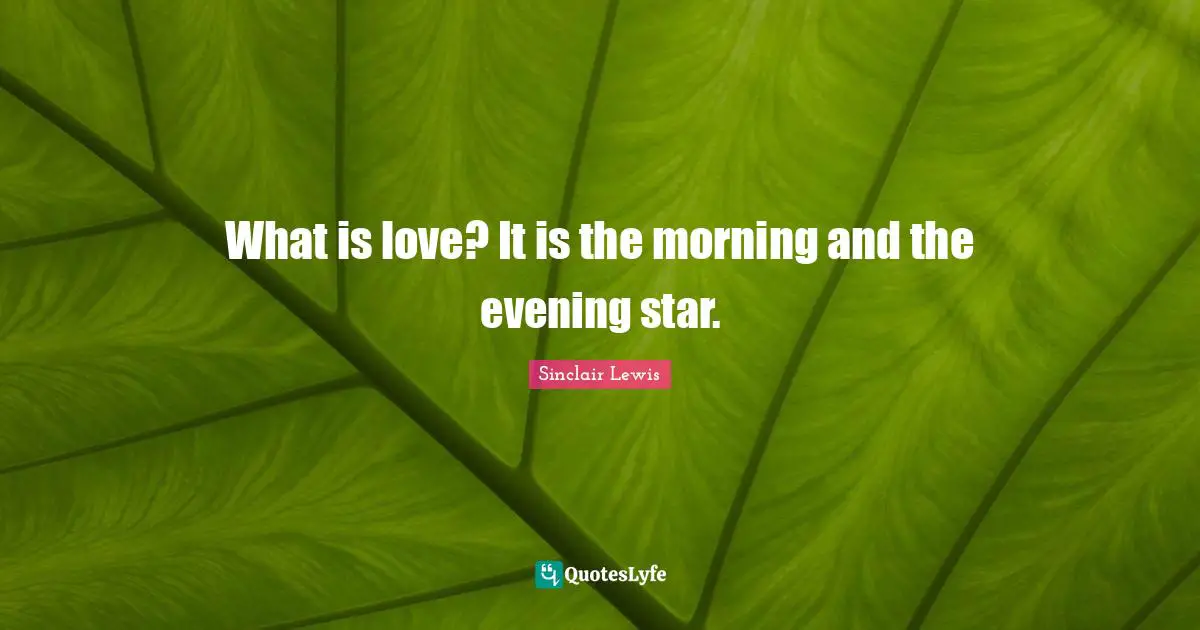 What is love? It is the morning and the evening star.