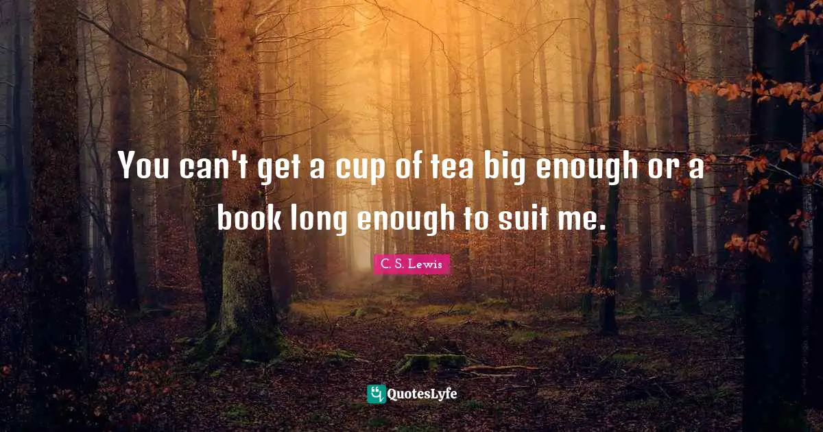 You can't get a cup of tea big enough or a book long enough to suit me.