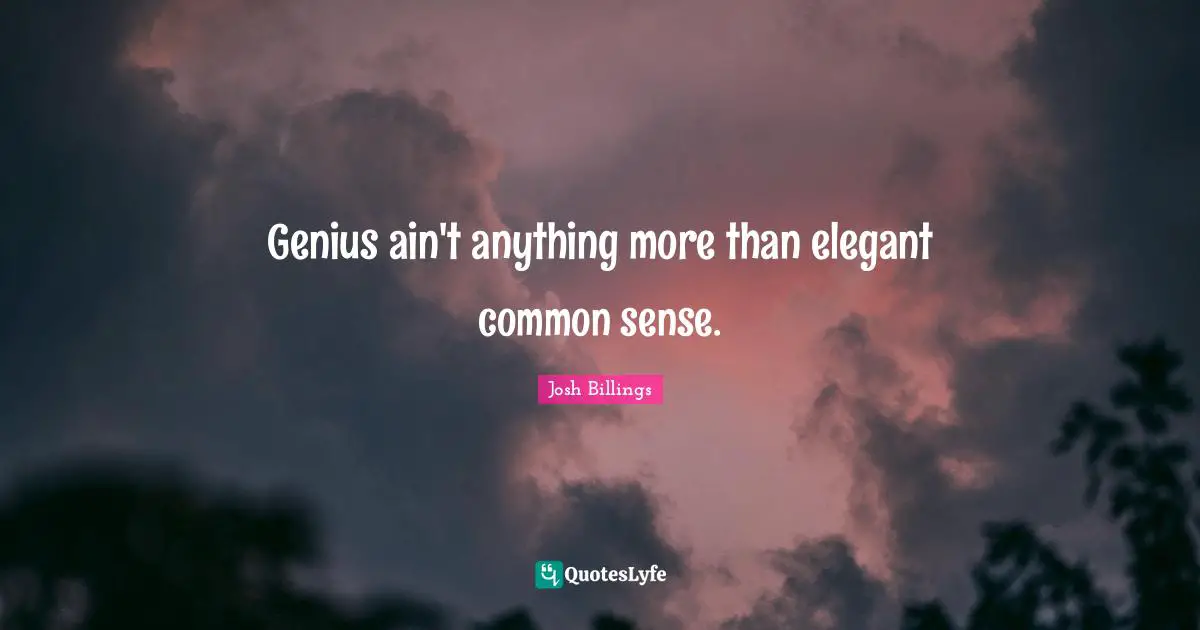 Genius ain't anything more than elegant common sense.