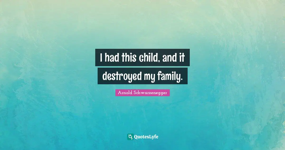 I had this child, and it destroyed my family.