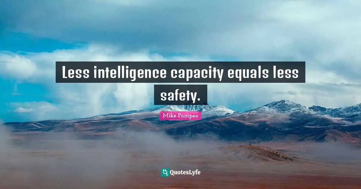 Less intelligence capacity equals less safety.