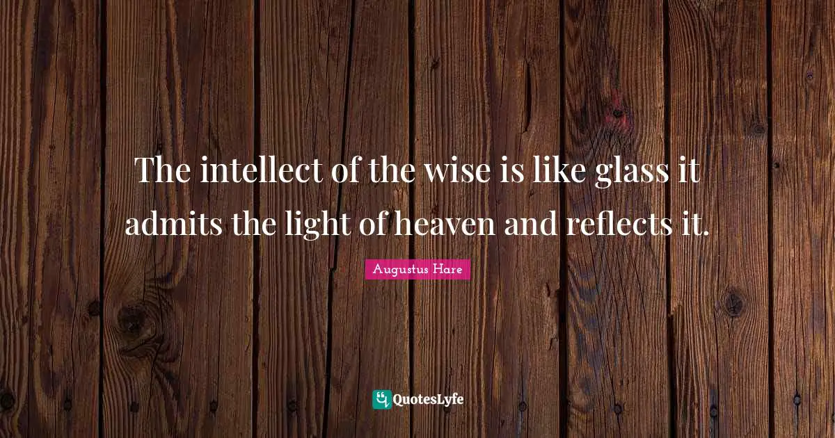 The intellect of the wise is like glass it admits the light of heaven and reflects it.