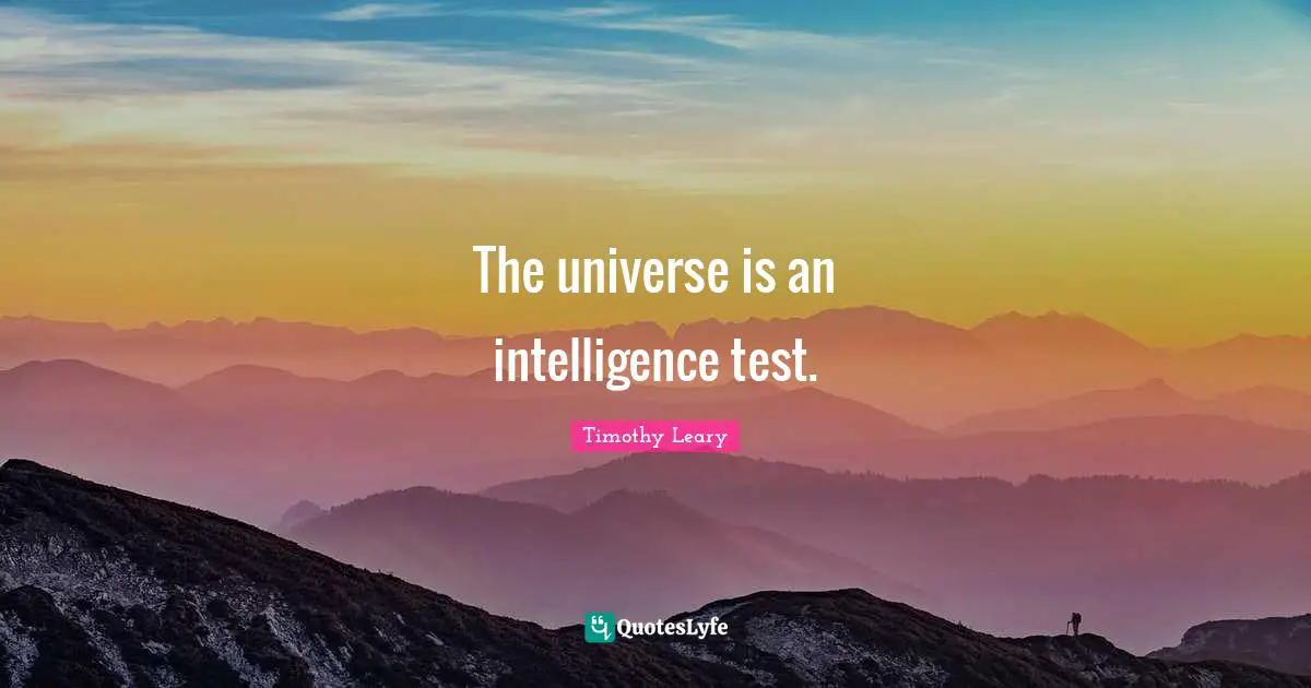 Timothy Leary Quotes: "The universe is an intelligence test."