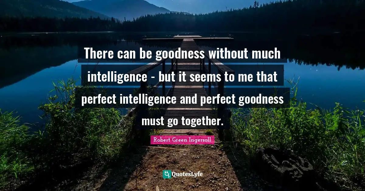 There can be goodness without much intelligence - but it seems to me that perfect intelligence and perfect goodness must go together.