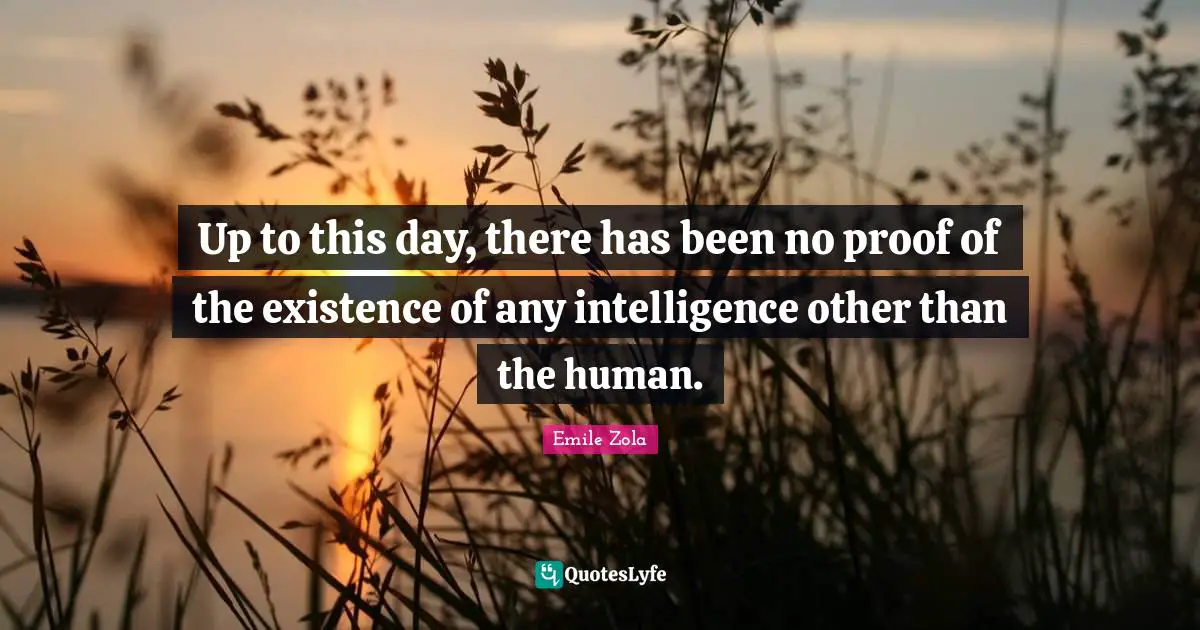 Up to this day, there has been no proof of the existence of any intelligence other than the human.