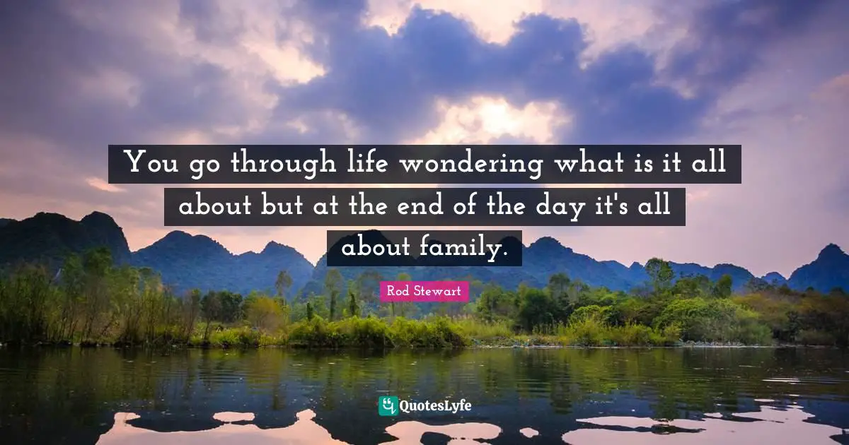 Rod Stewart Quotes: "You go through life wondering what is it all about but at the end of the day it's all about family."