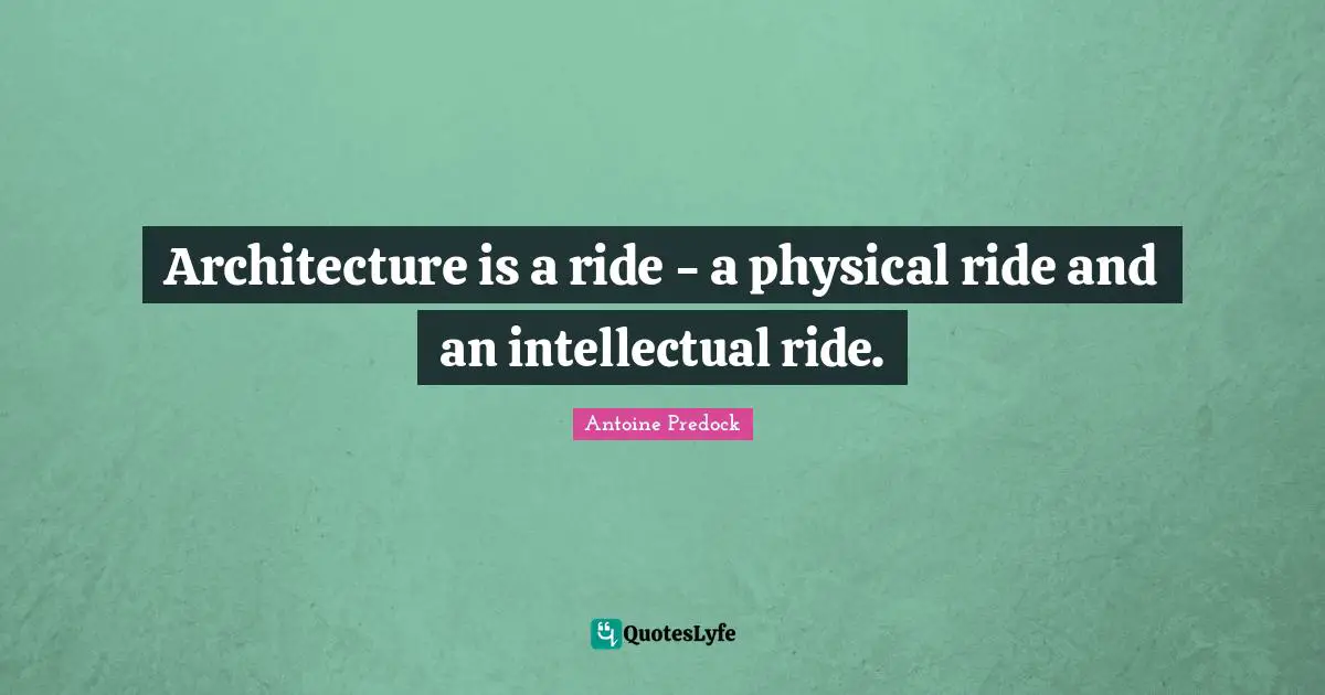 Architecture is a ride - a physical ride and an intellectual ride.