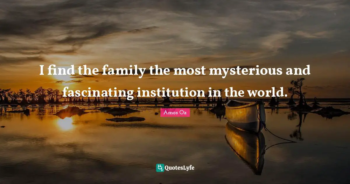 I find the family the most mysterious and fascinating institution in the world.