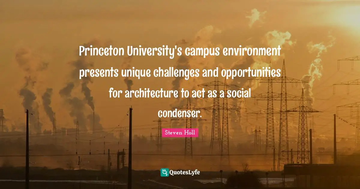Princeton University's campus environment presents unique challenges and opportunities for architecture to act as a social condenser.