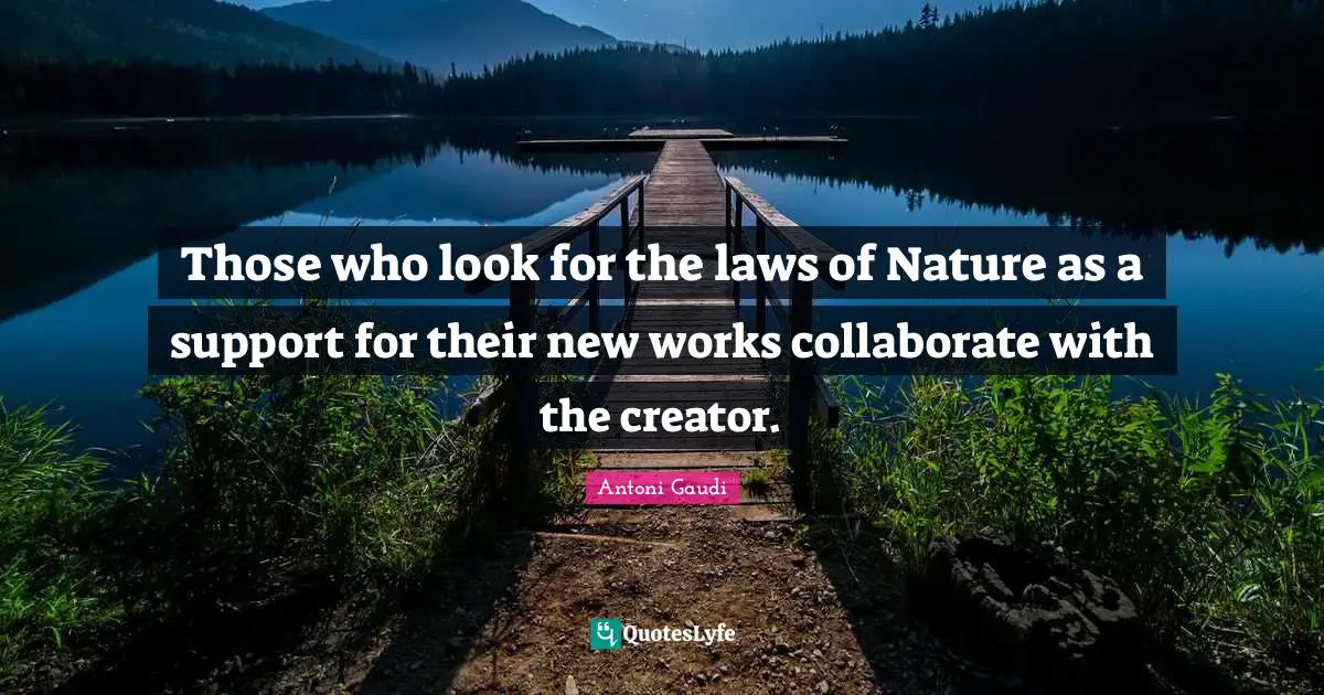 Support Quotes: "Those who look for the laws of Nature as a support for their new works collaborate with the creator."