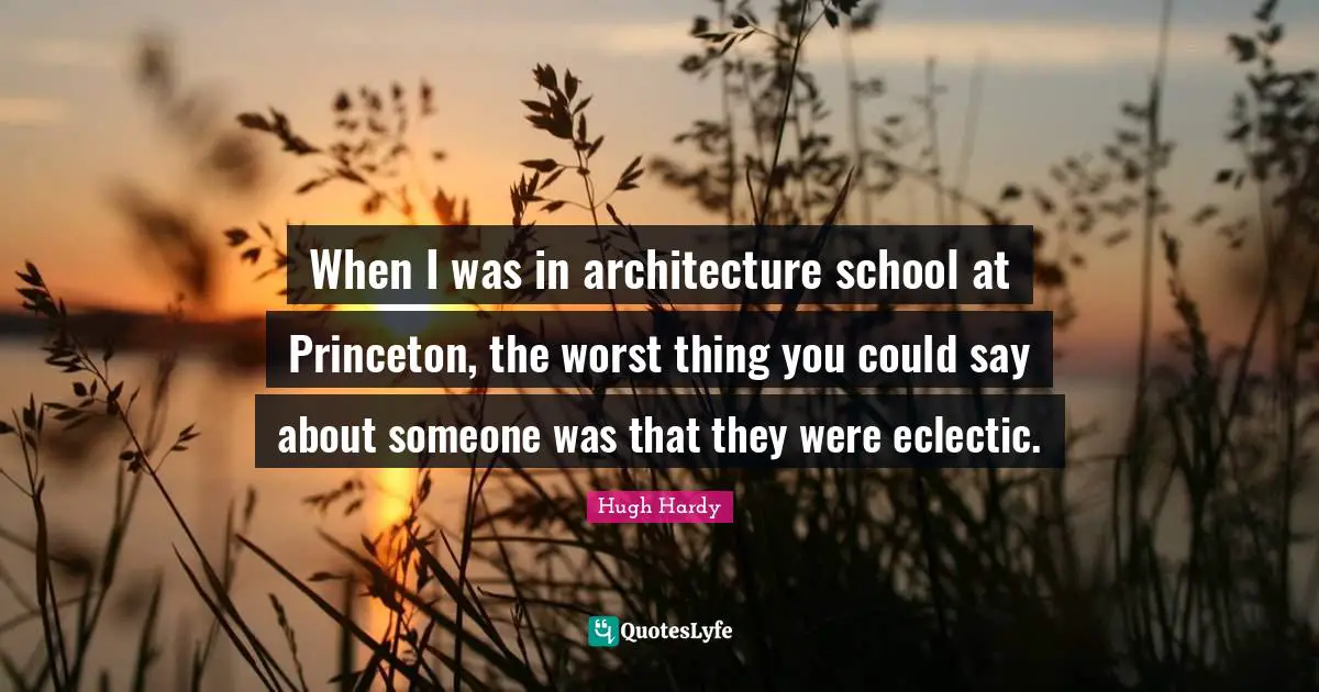 When I was in architecture school at Princeton, the worst thing you could say about someone was that they were eclectic.